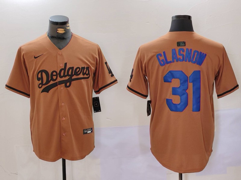 Men Los Angeles Dodgers #31 Glasnow army green joint name 2024 Nike MLB Jersey style 1->los angeles dodgers->MLB Jersey